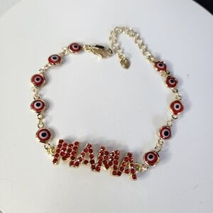 Gold Filled Red Evil Eye MAMA Bracelet New